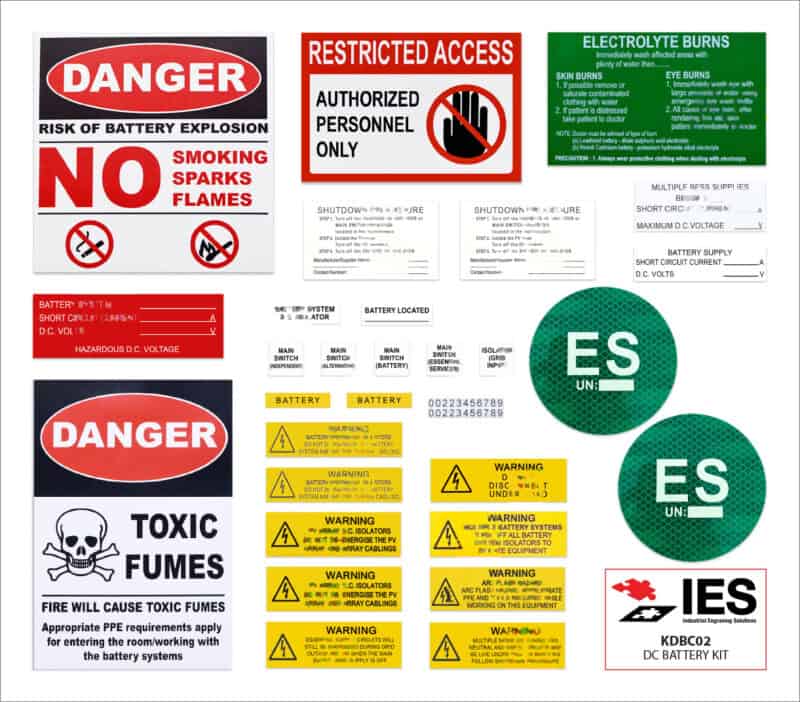 DC Battery Label Kit (KDCB02) | Industrial Engraving Solutions
