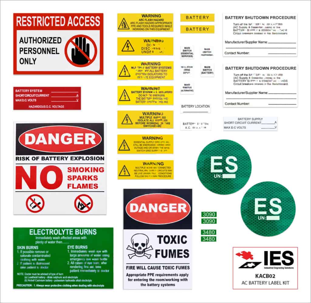 AC Battery Label Kit (KACB02) | Industrial Engraving Solutions